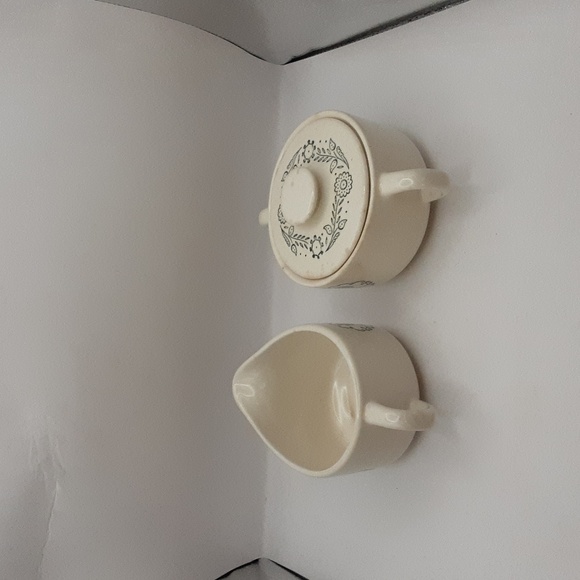 Vintage Scio Pottery Provincial Green Rooster Weather Vane Creamer & Sugar Bowl - Picture 2 of 12